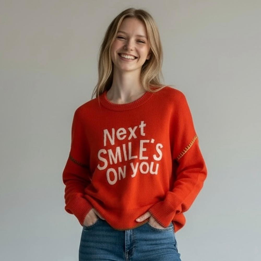 Kerri Rosenthal XOKR “Next Smile’s On You” Red Sweater – Size Medium (NWT)